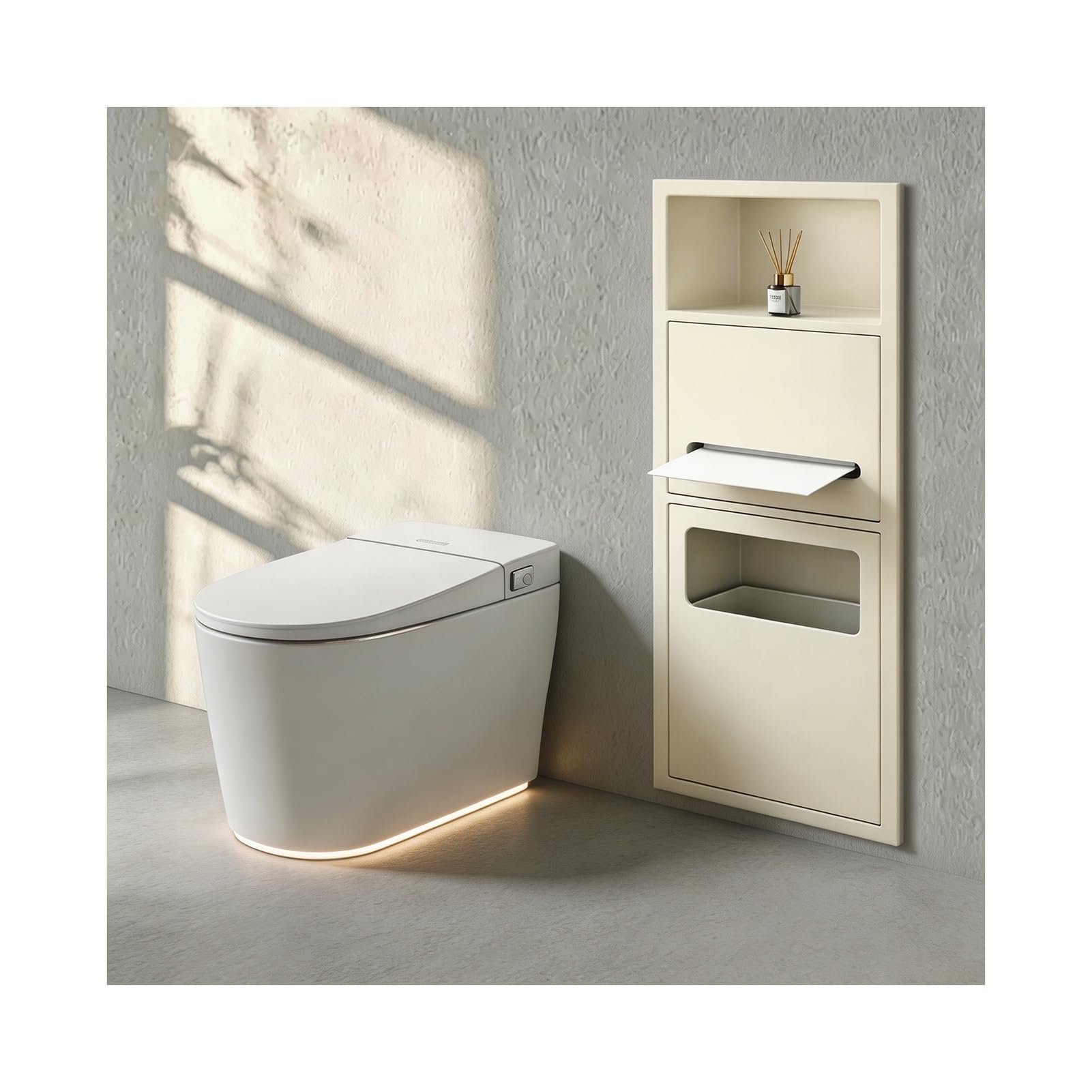 Recessed Toilet Niche, Concealed Trash Can Niche for Bathroom Kitchen