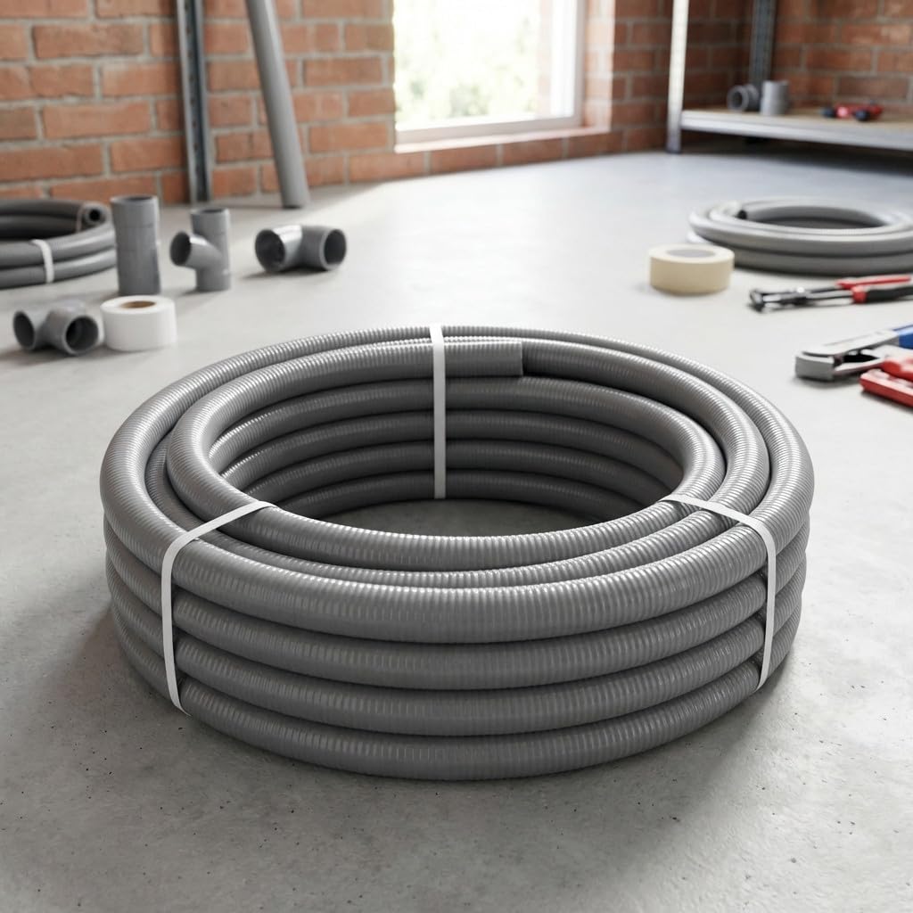 Suinga Tubería PVC Flexible hidrotubo Gris (40mm, 25 metros)