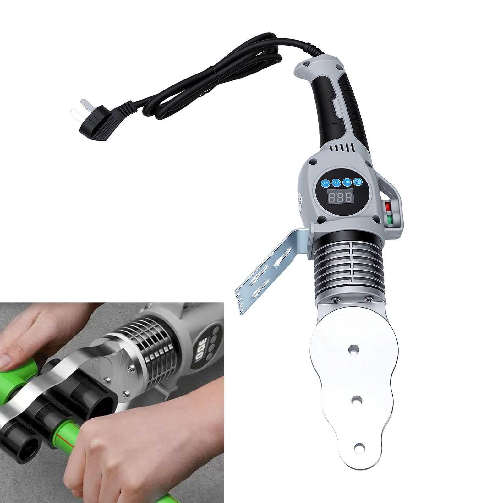 Fafeicy Saldatore a Fusione con Presa 1500 W, 0-300 ℃ Regolabile (Spina europea) | Kit idraulico 20 25 32 40 50 63 mm con custodia in alluminio, per PPR PE PP ABS Nylon
