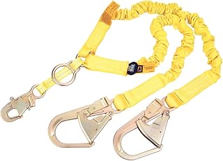 3M DBI-SALA 1244456 100-percent Tie-Off Internal Stretch Shock Absorbing Lanyard with Rebar Hooks, Gold