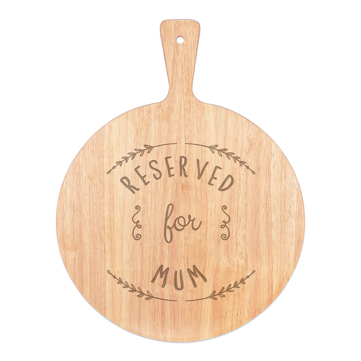 Planche à pizza maman : grand plateau de service rond en bois 45x34cm avec poignée
