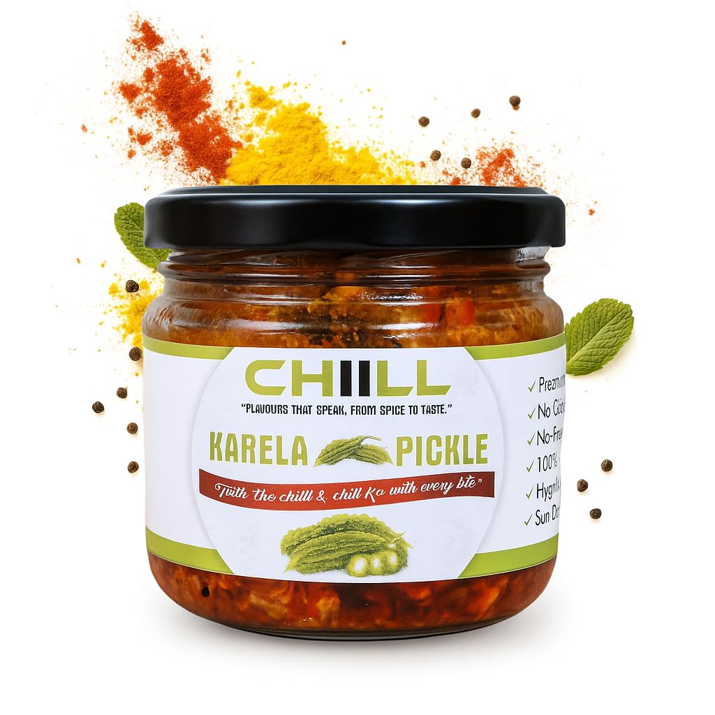 CHIILL Bitter Gourd Pickle 300g | Karela ka Achaar | Homemade | Less oil Less vinegar | Sun Dried | No Preservatives | Ghar ka achar | Made With An Authentic Recipe | Himachali taste