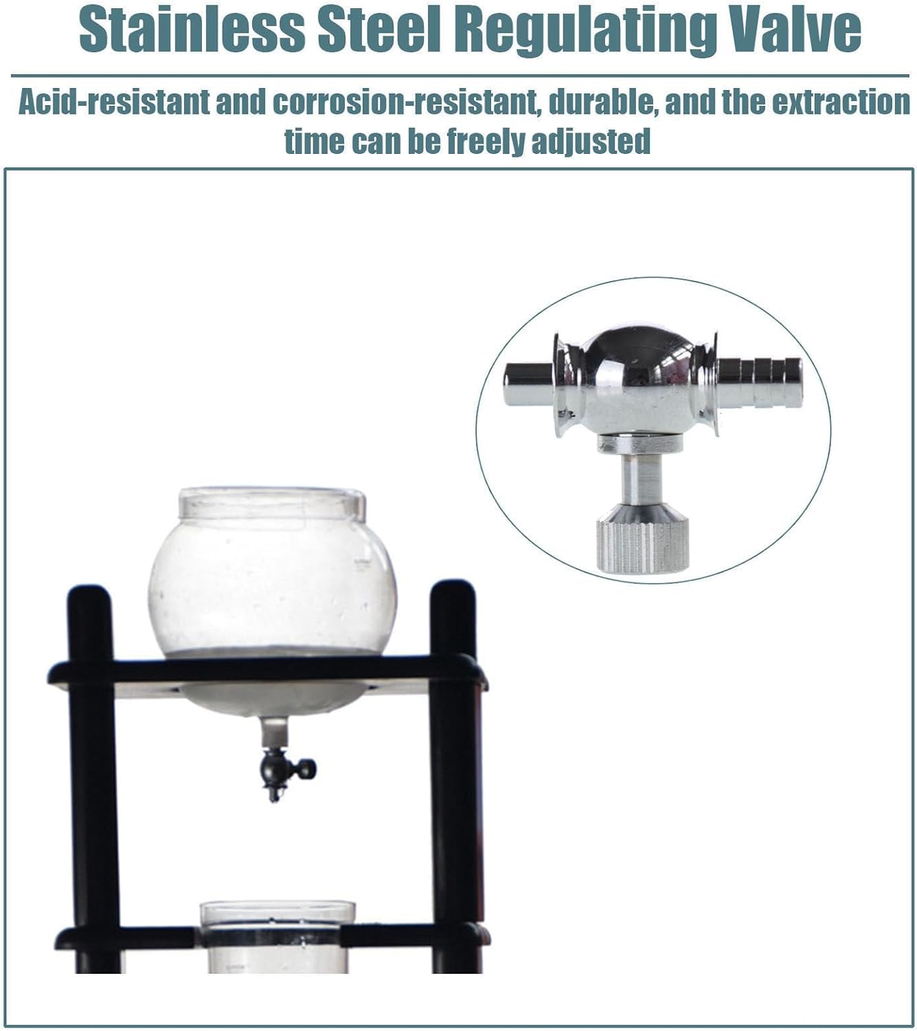 Cold Brew Drip Coffee Tower, Ice Coffee Maker - Cold Drip Coffee Maker 6-8 Cups, 1000ml, with Slow Drip Technology, Glass Container and Wood Stand, for Commercial Office