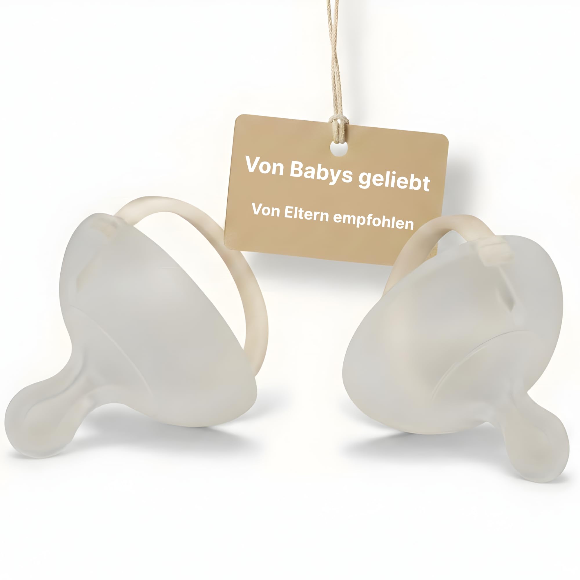 Nuckly NatureSense Brustähnlicher Schnuller – Doppelpack, 1–24 Monate, BPA-frei, Food-Grade Silikon, Beige