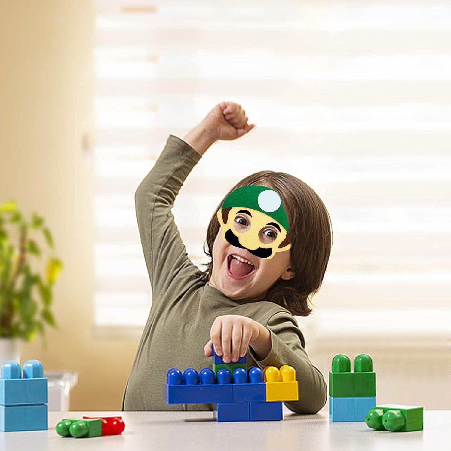12 PCS Game Themed Felt Masks Role Play Bros Party Favors,Game Themed Party Supplies Dress Up Masks Birthday Cosplay Mask Cartoon Character Cosplay Photo Booth Prop Birthday Gift