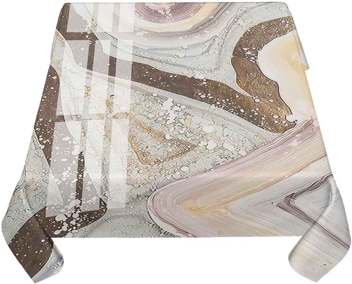 Waterproof Square Tablecloth 70x70 Inch, Washable Fabric Table Cloth for Picnic Camping Patio, Abstract Marble Texture Print Stain-Proof Table Cover, Reusable Tablecloths