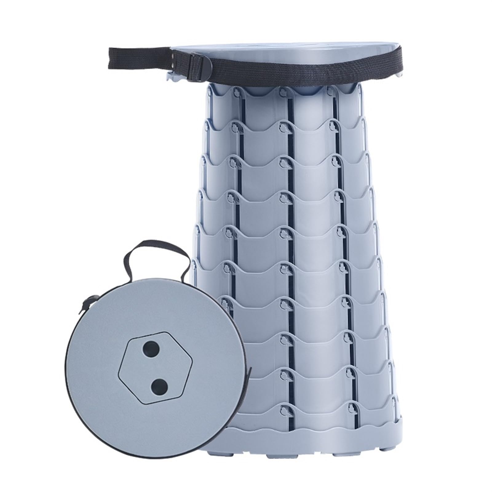 Höhenverstellbarer Klapphocker, kompakter Klappstuhl, tragbarer einziehbarer Campinghocker, leicht, for Outdoor-Angeln, Wandern, Gartenarbeit (Color : Grey)