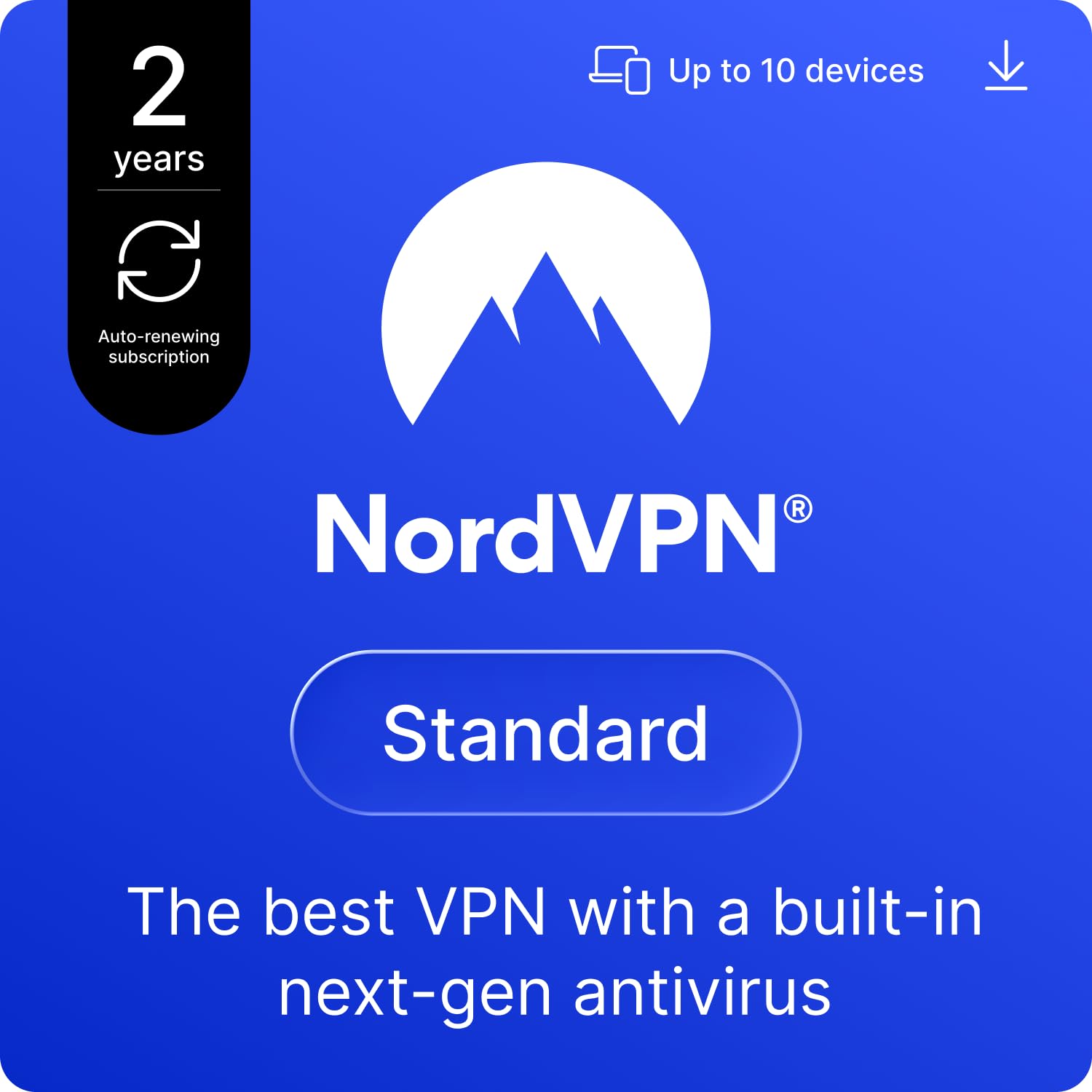 NordVPN Standard, 2 Years, 10 Devices, Best VPN, Next-Gen Antivirus, Amazon Subscription