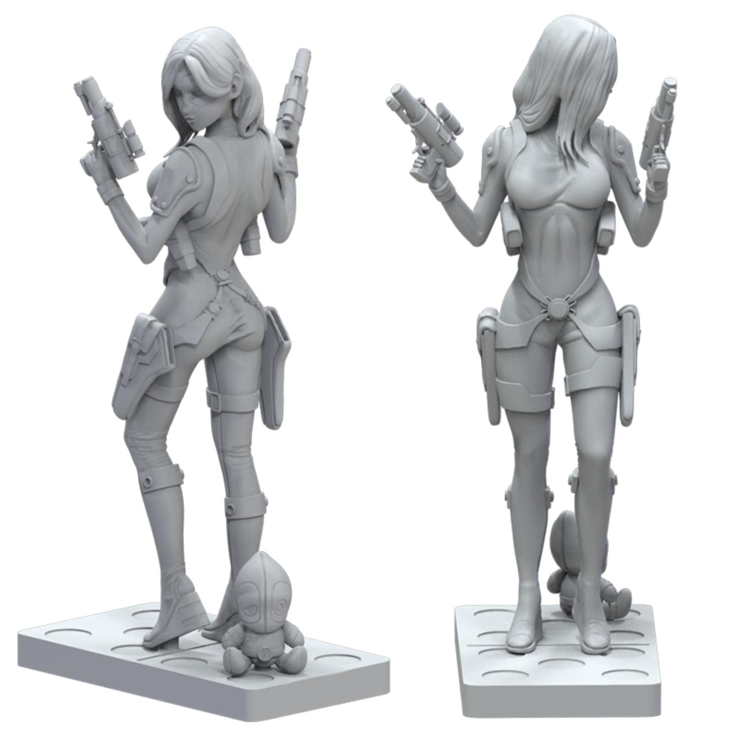 Modèle résine dessin animé fille guerrier unpainted 75mm 100mm RA-303