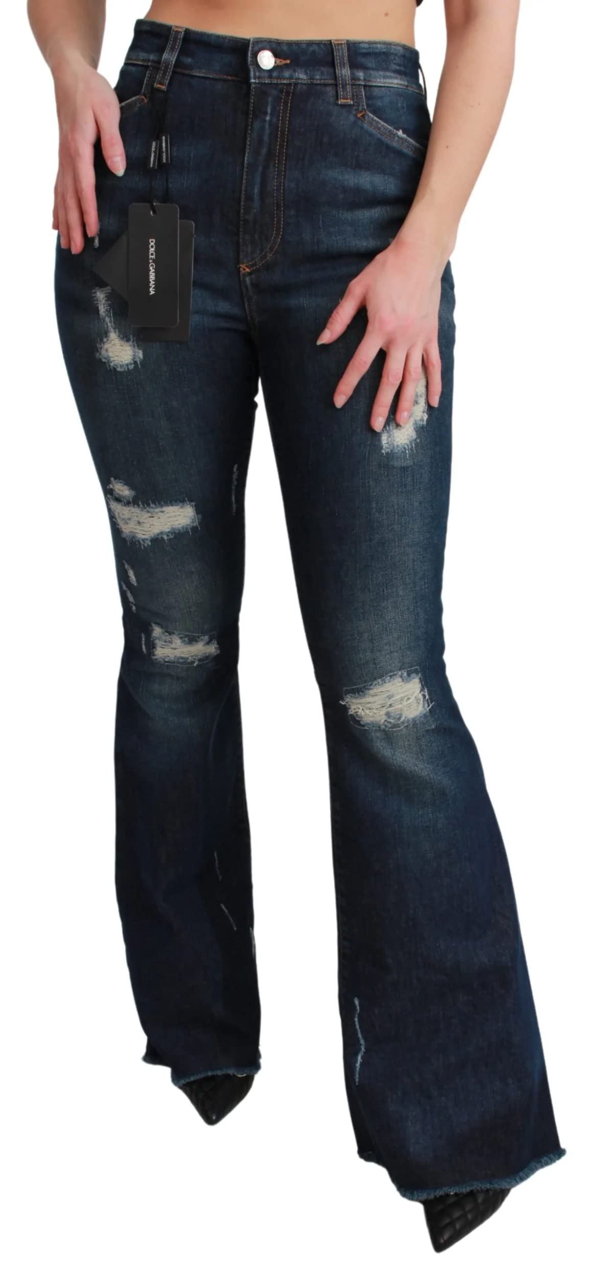 Dolce & Gabbana - BEST SELLERS - Blue Denim Cotton Stretch Flared Jeans - IT36 | XS