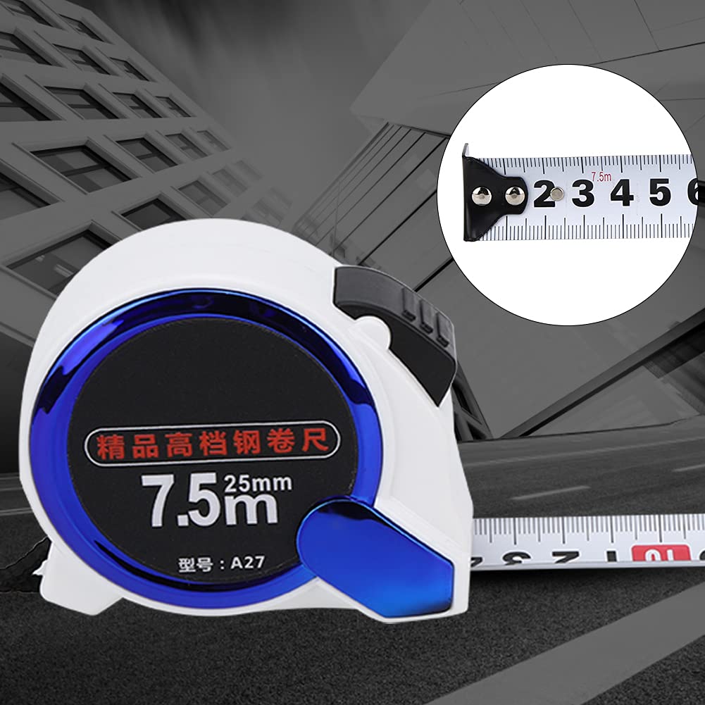 Ejoyous Metro a Nastro in Acciaio, Metro a Nastro in Acciaio Inossidabile 5 M X 19 Mm 7,5 M X 25 Mm, Guscio in PC Retrattile con Blocco Automatico con Scala Chiara e Design Antiurto per la (7.5M*25MM)
