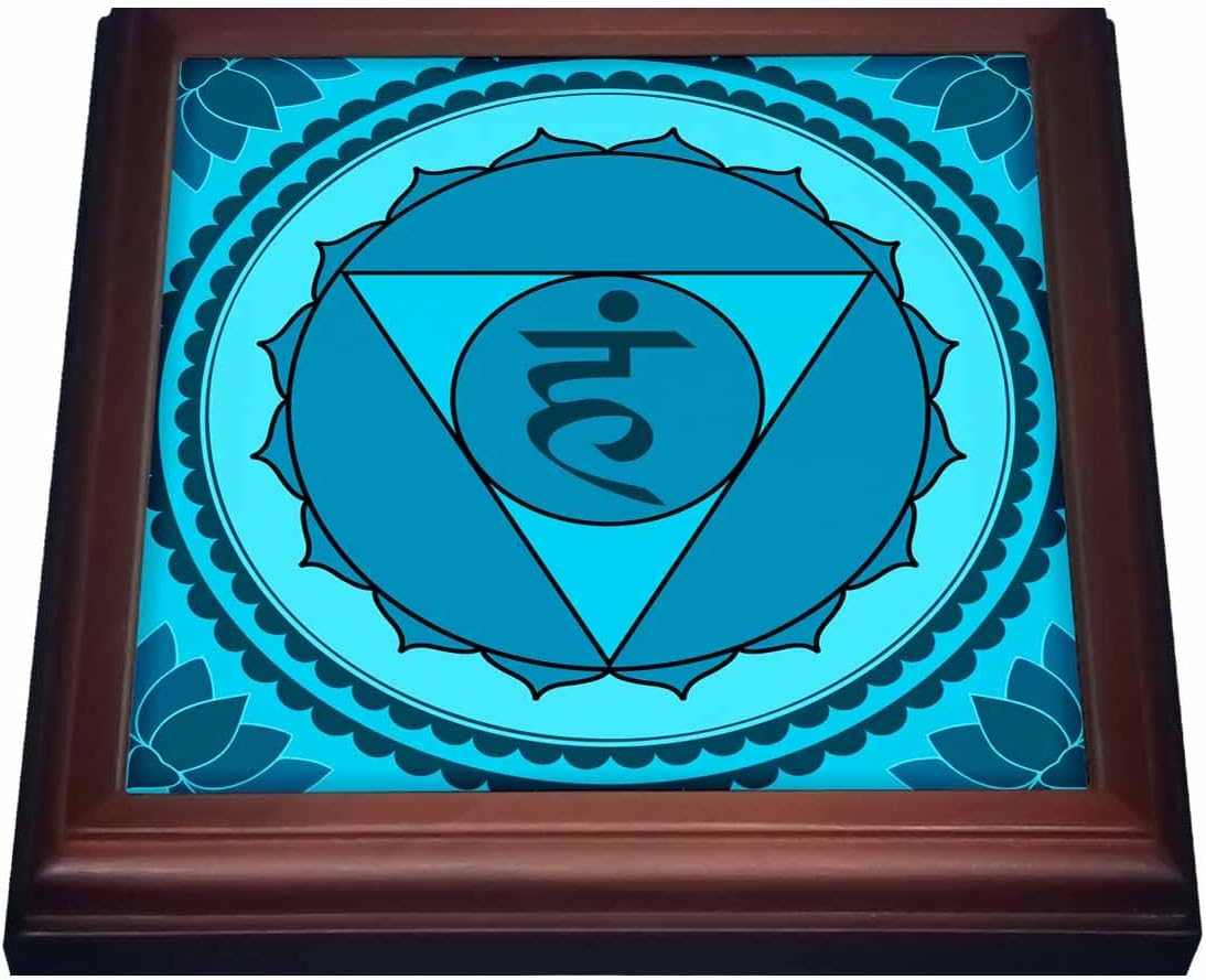 3dRose Fifth chakra Trivet with Ceramic Tile, 8" x 8", Brown