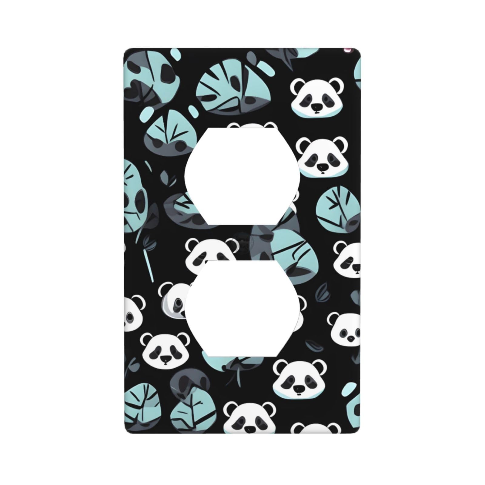 Black and White Panda face Decorative Switch Plate Cover-Unbreakable Polycarbonate Wall Plate for Home Office, 1 Gang with Screws