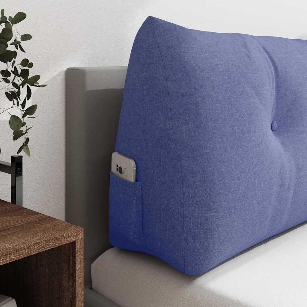 Rückenkissen 100 x 24 x 50 cm, Ergonomisches Sofakissen in Jeansblau, Weiches Lesekissen für Bett & Wohnzimmer, Dekokissen mit Samt-Optik & abnehmbarem Bezug
