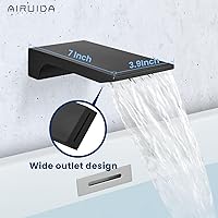 Vista 3 de Airuida Grifo de bañera de montaje en pared con boquilla de cascada, grifo de bañera montado en la pared con ducha de mano de una sola manija, juego
