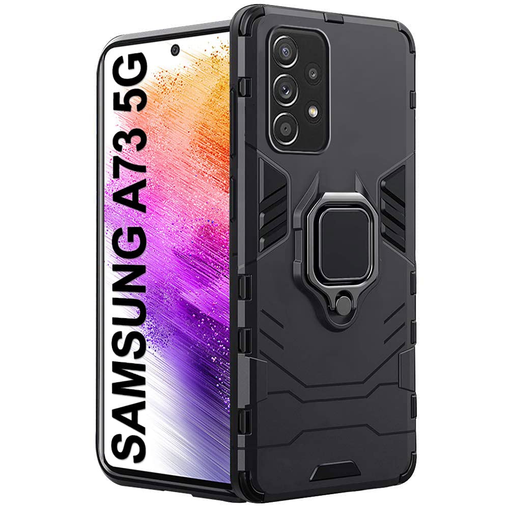 TheGiftKart Tough Armor Bumper Back Cover Case for Samsung Galaxy A73 5G | Ring Holder & Kickstand in-Built | 360 Degree Protection Back Case Cover for Samsung Galaxy A73 5G (PC & TPU | Black) (B0B17QVD3H) Amazon Price History, Amazon Price Tracker