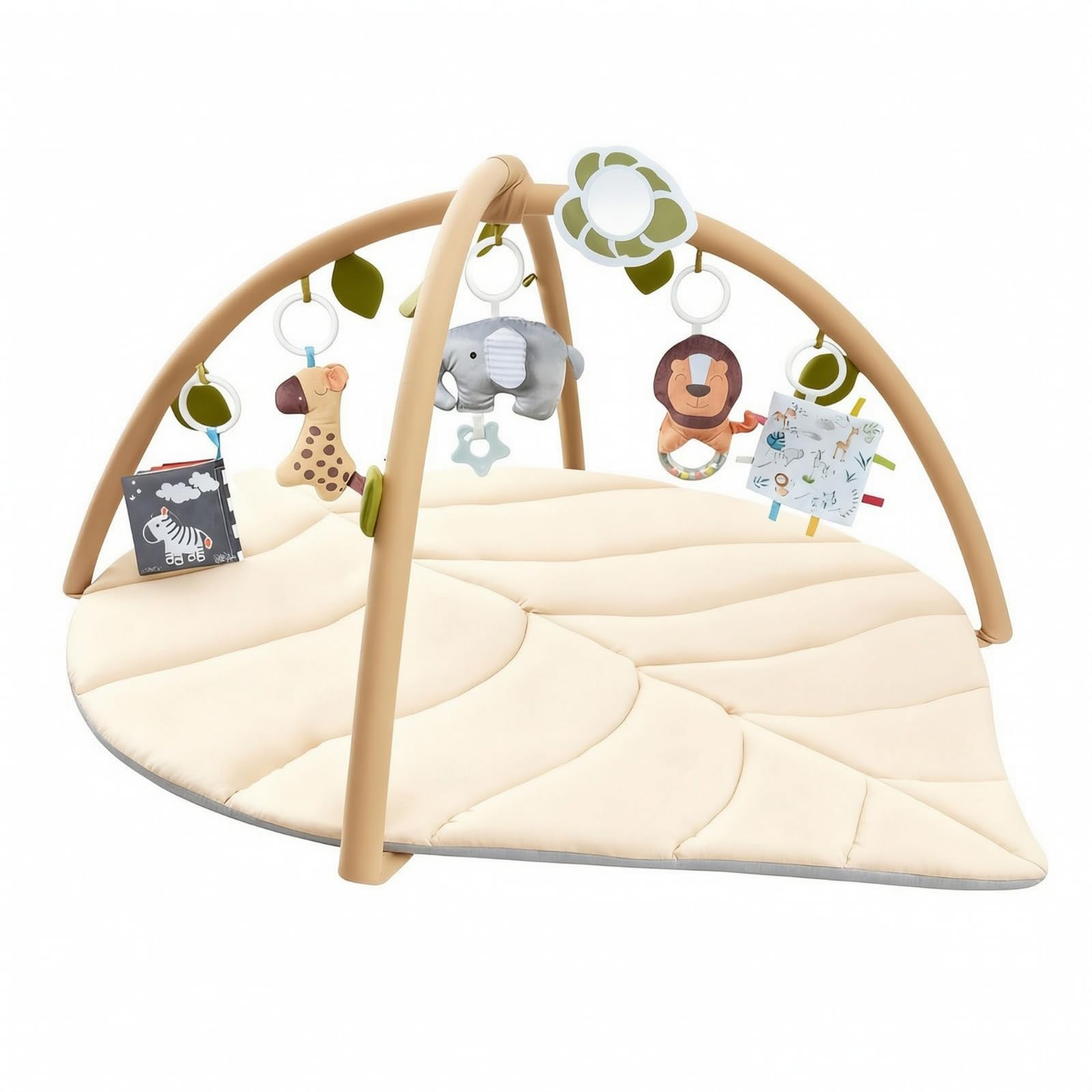 harayaa Tappeto Imbottito con Giocattoli Soffuso | Forma di Foglia, Tappeto Gioco con, Confortevole, Centro attività, per Cameretta, Neonati, Bambini, Stile B