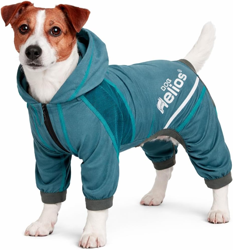 Dog Helios ® 'Namastail' Lightweight 4-Way Stretch Breathable Full Bodied Performance Yoga Dog Hoodie Tracksuit, X-Small, Blue
