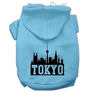 Mirage Pet Products 62-75 XXLBBL Tokyo Skyline Screen Print Baby Blue Pet Hoodie, XX-Large