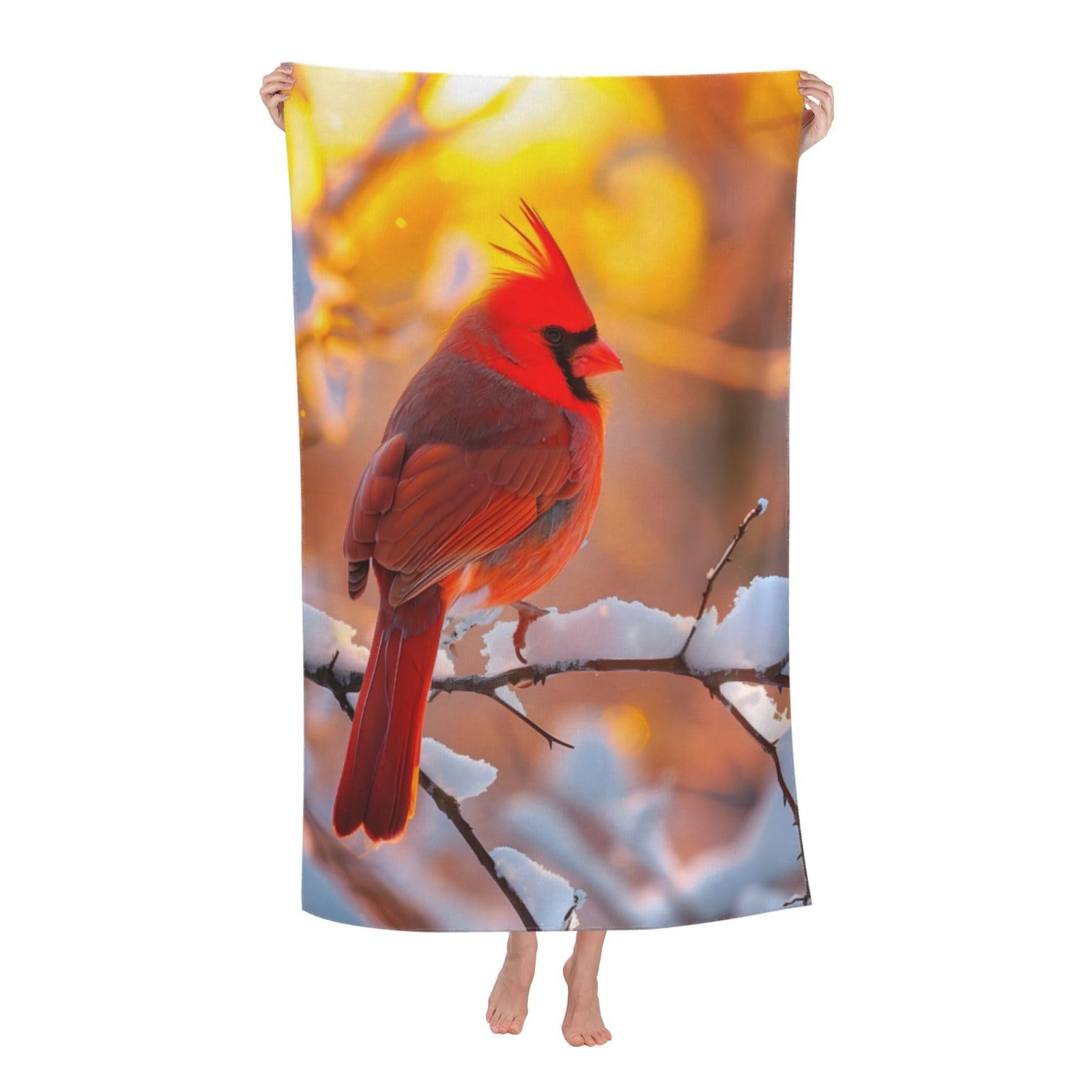 HLBSDM Cardinal Bird Beach Towel 31inx51in Sunset Sand Free Microfiber Bath Towel Ultra Soft Quick Dry Pool Towel Absorbent Towel Lightweight Towel for Swimming Bathroom Decor