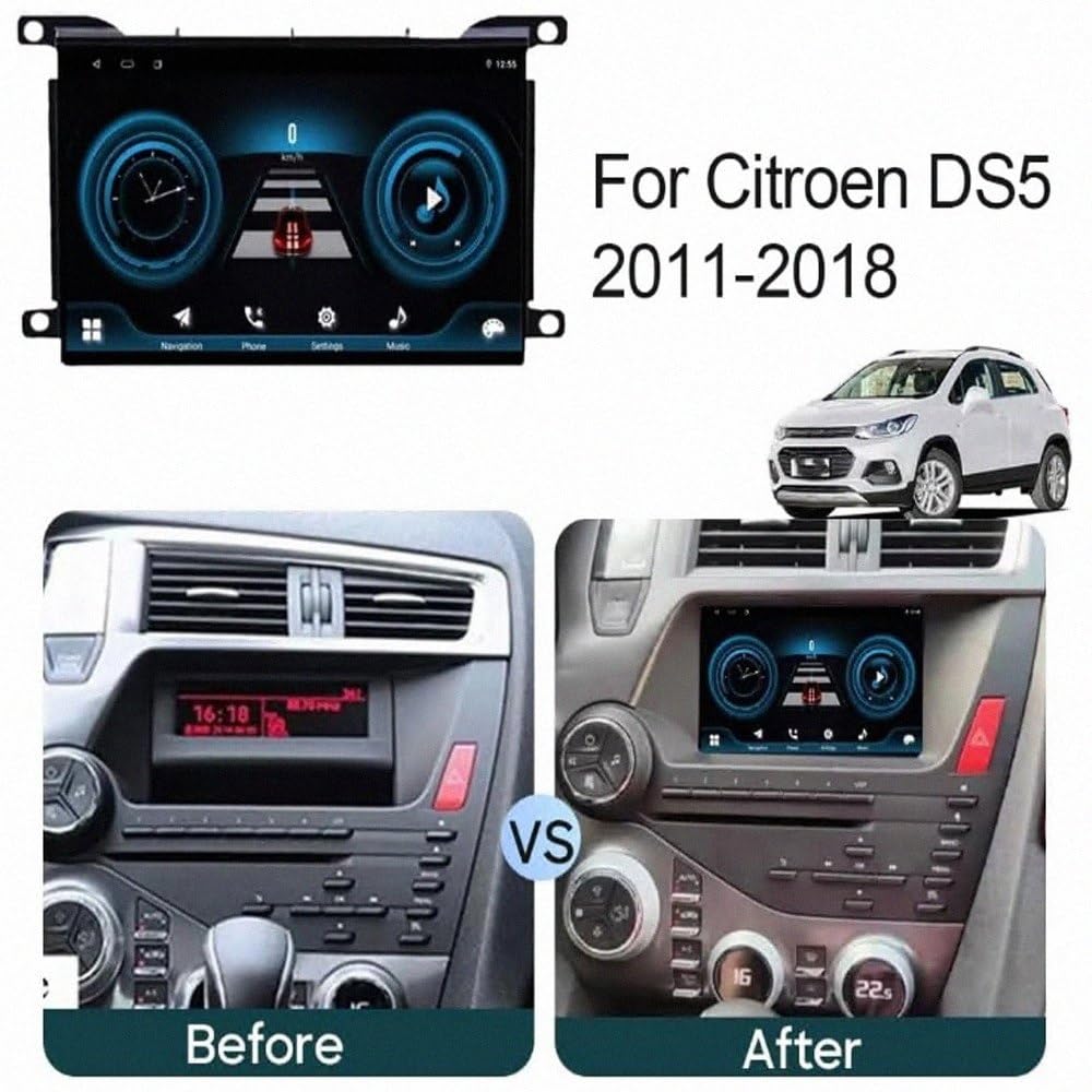 Car Stereo Carplay Radio de Coche para Citroen DS5 2011-2018 Cámara Trasera - HD Pantalla Carplay Mirror Link - Portátil Radio Coche Bluetooth con, 8 Nuclear 6G+128G