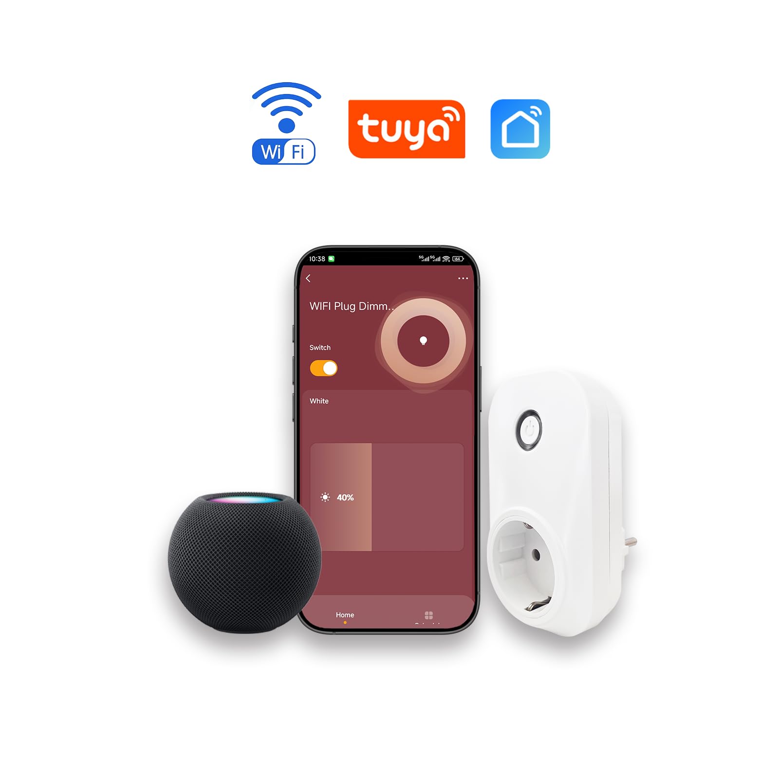 Presa intelligente Wi-Fi per dimmer | Controllo vocale e app | Compatibile con Smart Life|Nessun hub richiesto | Adatto per lampade LED dimmerabili esistenti