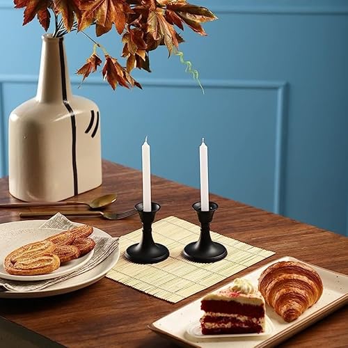 Rely+ MINI BLACK Candlestick Holders Set Of 2 Mini Stand Dinning Coffee Table Centerpiece Candle Holders Taper Candlesticks Holders Halloween Decor Home Candle Holder thumb #5