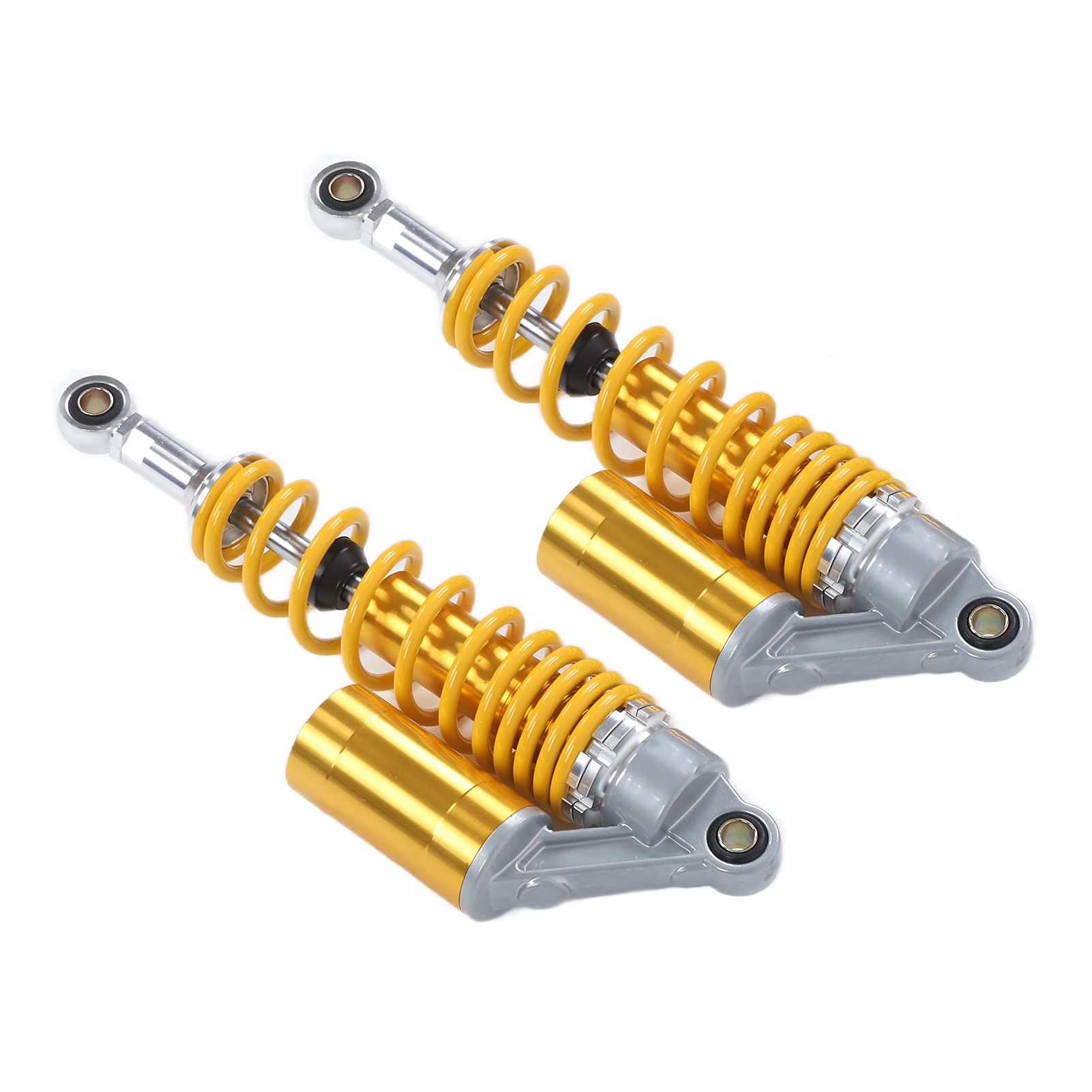 Amortyzatory Motocyklowe, para Tylnego Zawieszenia 340 Mm ze sprężyną obrabianą CNC o Wysokiej Wytrzymałości ze Stopu Aluminium, do Uniwersalnego Quada ATV Dirt Pit Bike Go Kart (YELLOW)