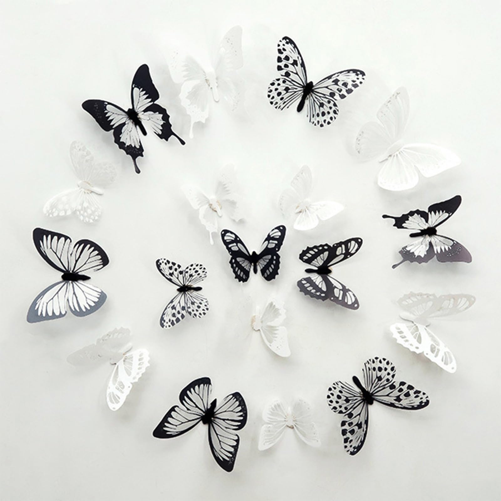 KASESSS 72 Pcs 3D Butterfly Wall Stickers, Butterfly Wall Decorations, 3 Sizes Butterflies Stickers Black White, Art Stickers