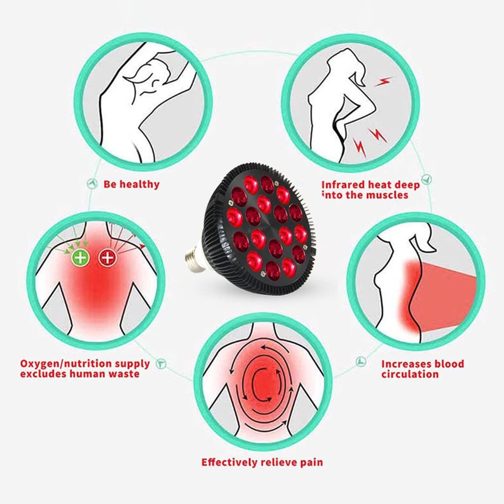 Terapia de Luz Roja, Bombilla de Terapia de Luz Infrarroja LED de 54W, Lámpara Combinada Infrarroja de 660nm 850nm, para la Cara, la Salud de la Piel, El Alivio del Dolor (Color : 1pcs)