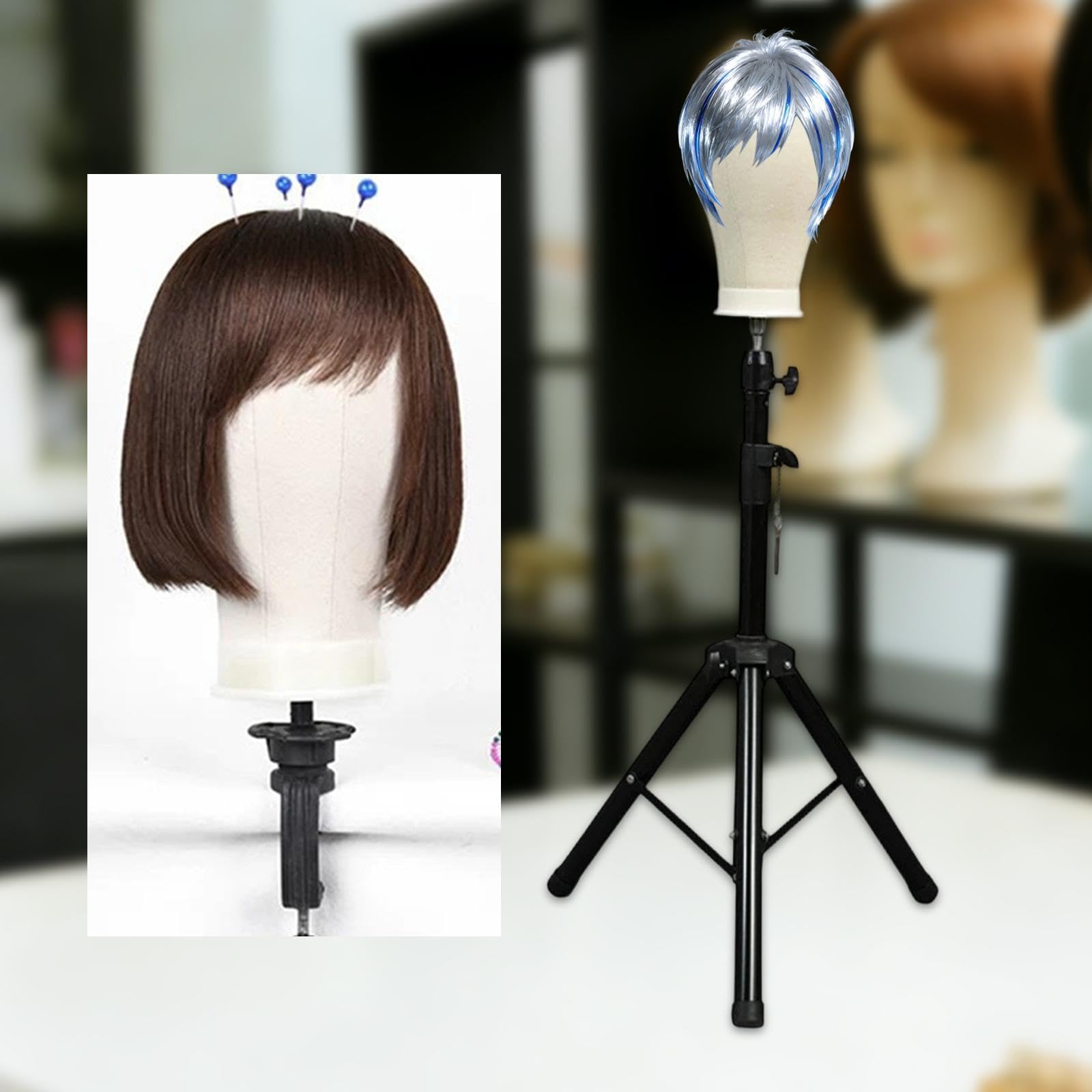 Sharplace Perückenkopf, stabiles Mannequin-Kopfmodell, verstellbarer Perückenkopf mit Ständer, 21 Zoll