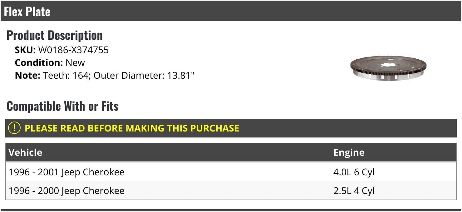 Marketplace Auto Parts Flex Plate - Compatible with 1996-2001 Jeep Cherokee