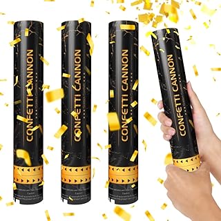 Konfettikanonen, 4 Stück 30CM Party Popper Konfetti Shooter, 3-5 Meter Effekthöhe Konfettikanone Hochzeit, Konfetti Kanone, Konfettikanonen Gold für Geburtstage Hochzeiten Karneval Party