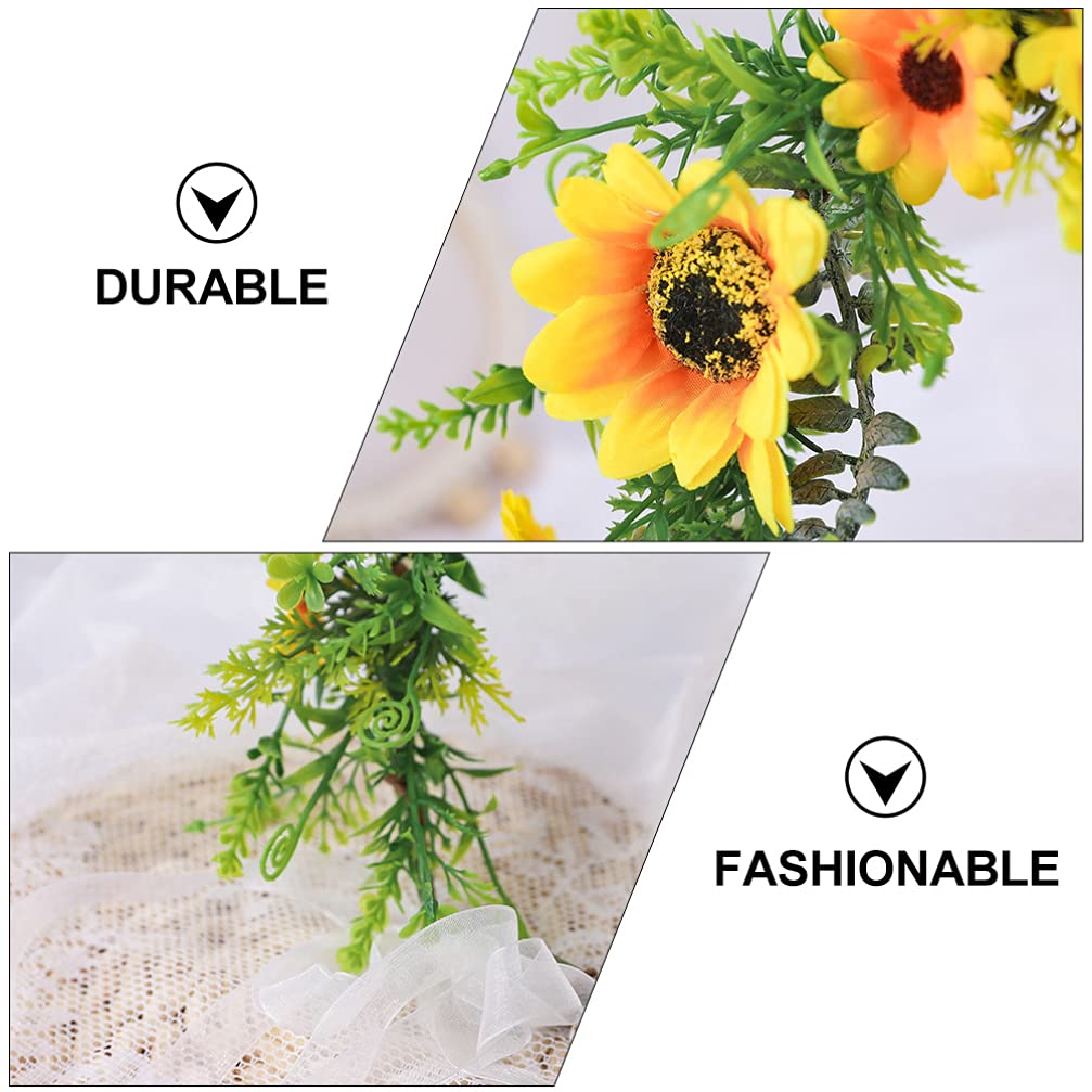 Diadema de flores con cinta de girasol, de flores, bohemia, guirnalda bohemia, halo para boda, playa nupcial