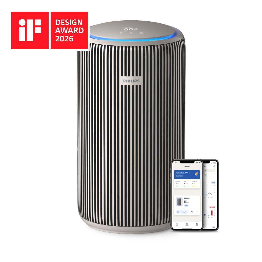 Philips PureProtect Serie 3200: Purificador de aire inteligente, HEPA y filtro de carbón activo, CADR 500 m³/h para 130 m², ultrasilencioso, captura el 99,97% de alérgenos, App conectada (AC3210/12)