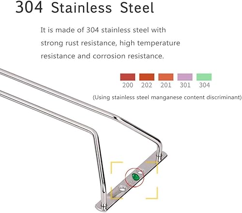 Miniatura 4 de Greatstar Estante para copas de vino, soporte para copas de vino debajo del gabinete, soporte de acero inoxidable con acabado cromado, soporte para