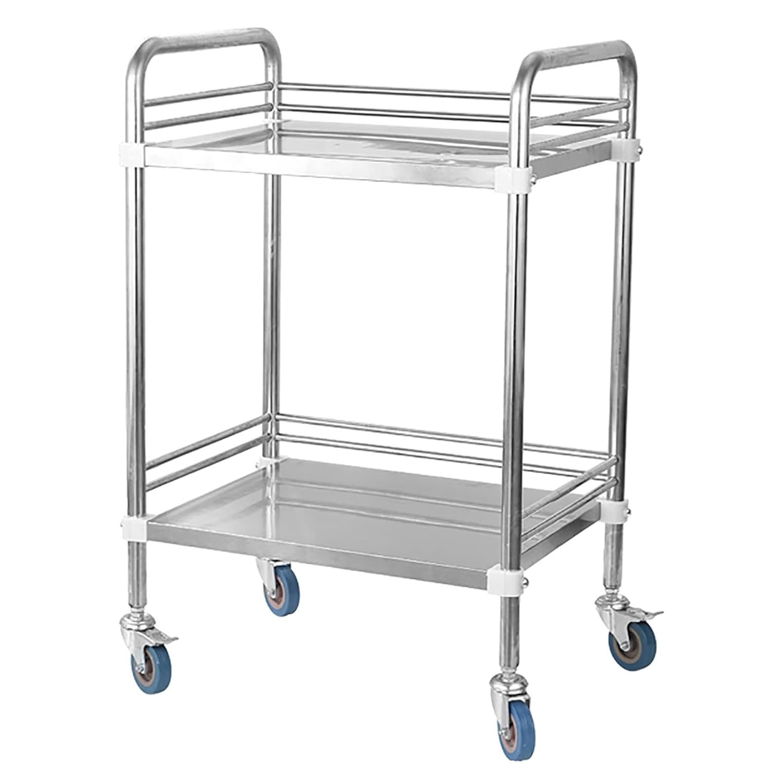 Carrito Médico de Laboratorio de 2 Estantes, Carro Médico con Ruedas, Carro de Acero Inoxidable para Almacenamiento en Clínicas, Laboratorios, Salones, Más(50x40x86cm/20x16x34in)