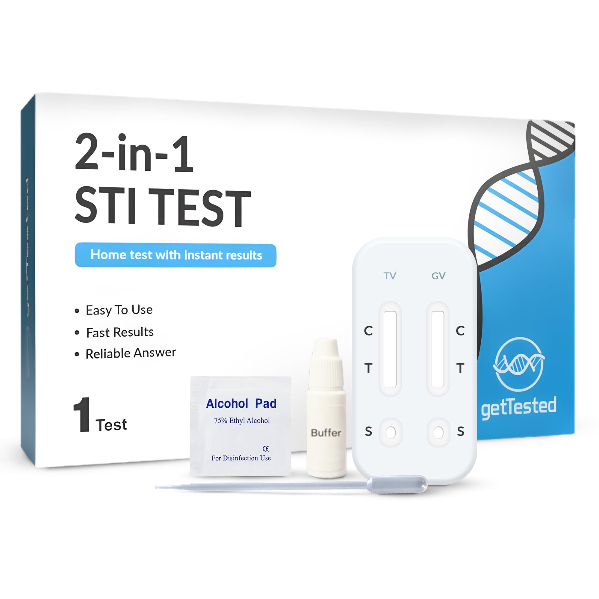 GetTested 2-in-1 STI Test for Trichomonas and Gardnerella – at-Home STI Test Kit for Women and Men – Rapid at-Home Results – Easy to Use, Private STI Test – No Appointment or Lab Required