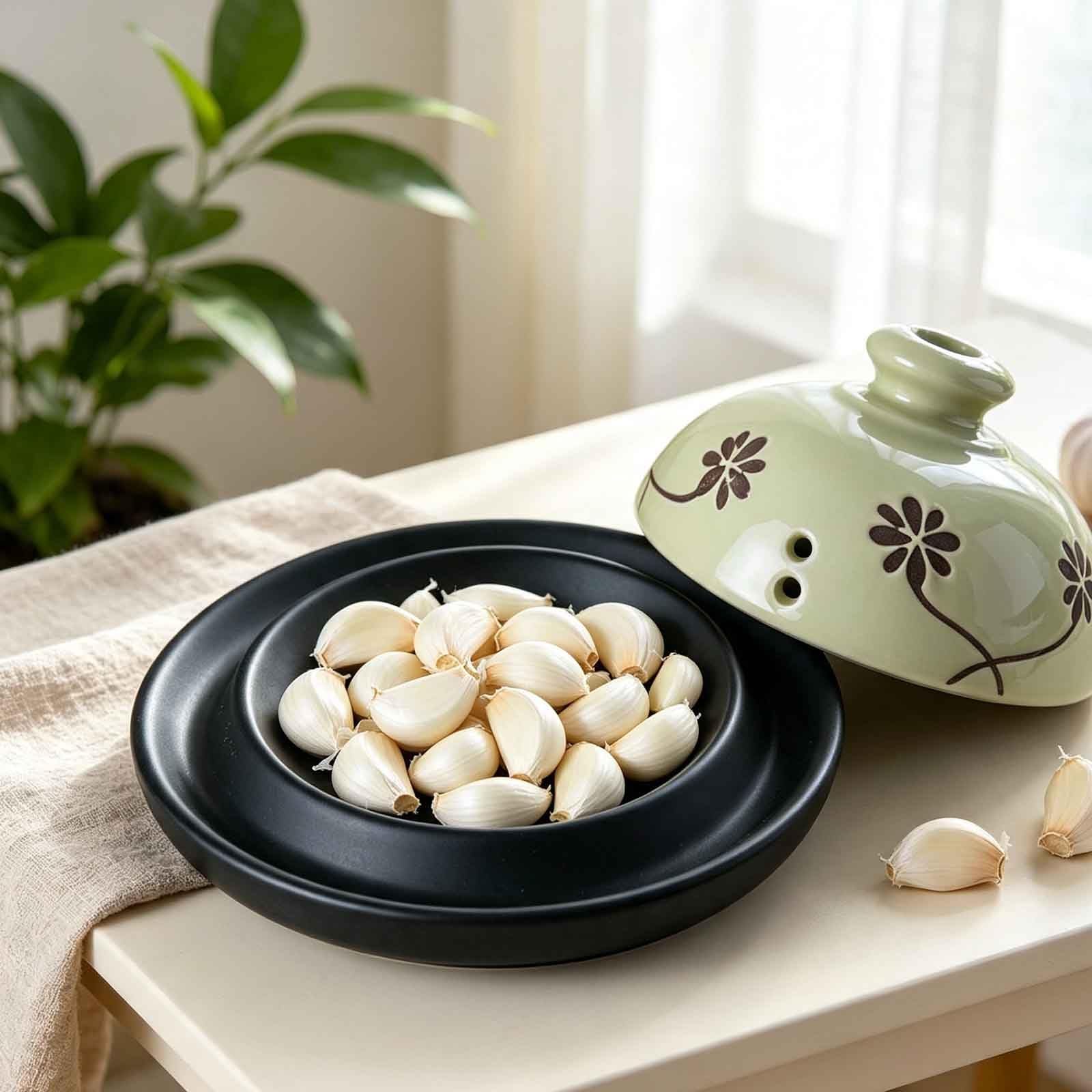 Olla for ajos con tapa, recipiente de almacenamiento, recipiente for conservación de alimentos frescos