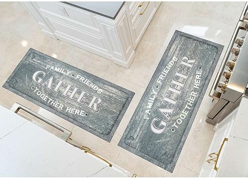 Benissimo -Multy Mats, paquete de 2 tapetes de cocina ultrafinos de 24 x 56 pulgadas (110 pulgadas), con parte trasera de goma, impermeable,