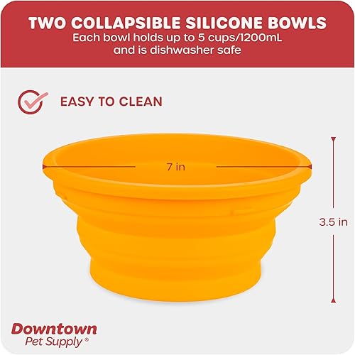 Miniatura 4 de Downtown Pet Supply Cuenco elevado para perros  Comedero portátil para viajes  Diseño de silicona plegable  Capacidad de 5 tazas  Comedero ligero