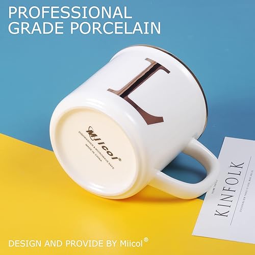 Miniatura 5 de Miicol Taza de café de cerámica de 16 onzas, taza de café con monograma, taza de té con inicial dorada, taza de té personalizada, regalo único, taza