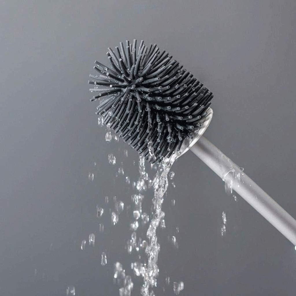 Toilet Brush,Multifunctional, Stainless Steel Soft Cleaning Kit with Long Handle for Bathroom Silicone Bristles