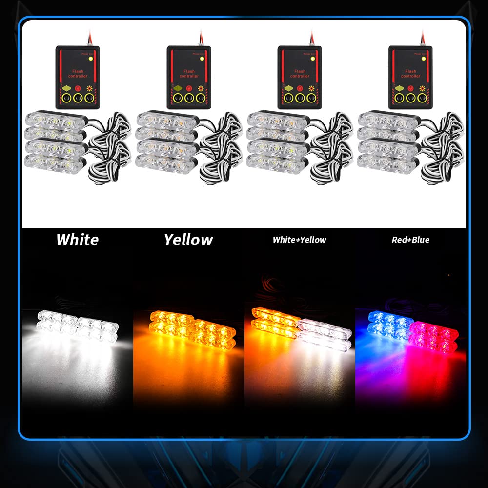 2 Uds LED 3Smd Coche Camión FSO Intermitente Bomberos Automóviles Estroboscópico Advertencia Policía Luz Ambulancia Emergencia Intermitente DRL Ámbar Blanco,Red Blue