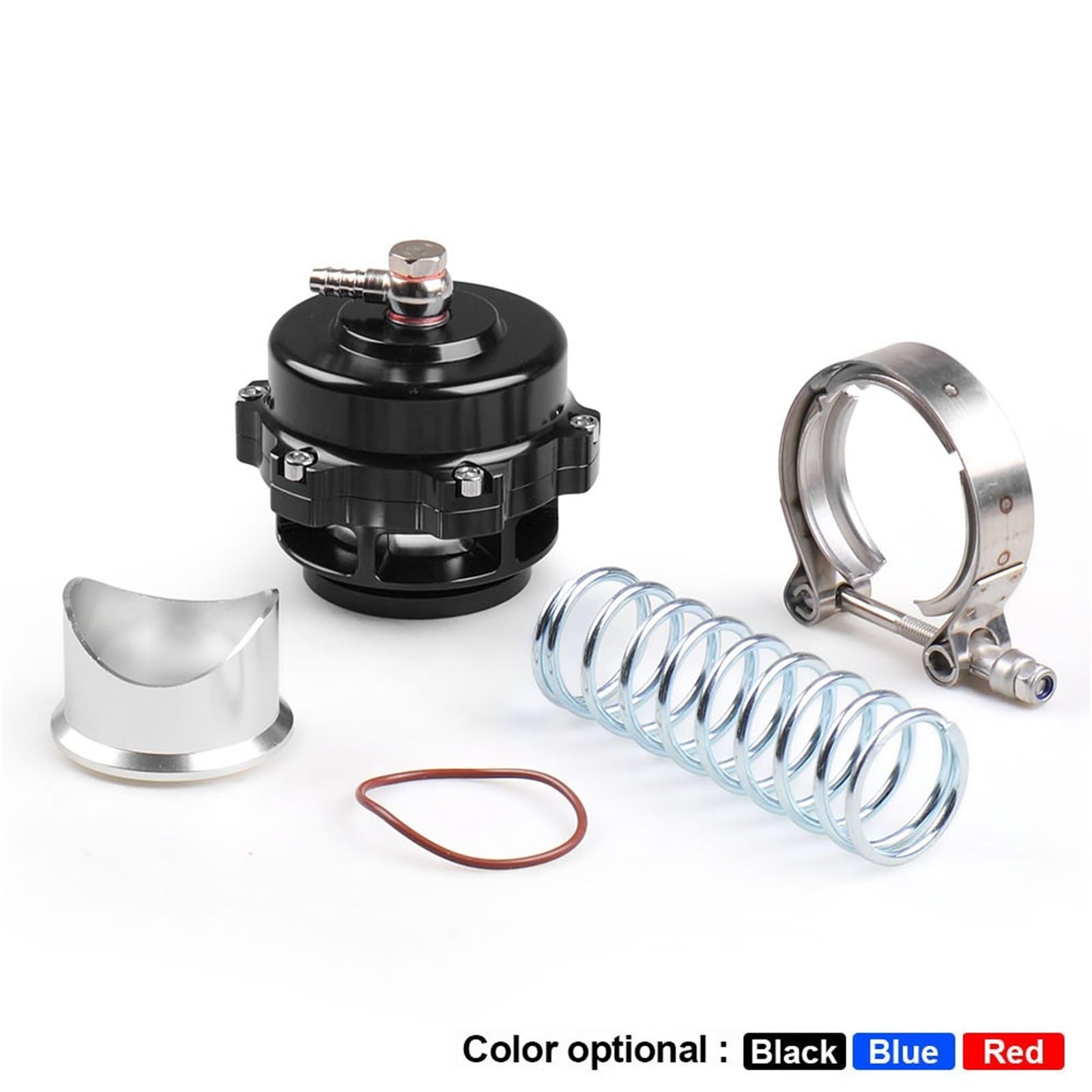 Valve de DéCharge,Turbo Blow Valve Soupape De Décharge Universelle 50 Mm À Bande En V BOV Q Typer Avec Bride Aluminium Soudée BX100372(Black)