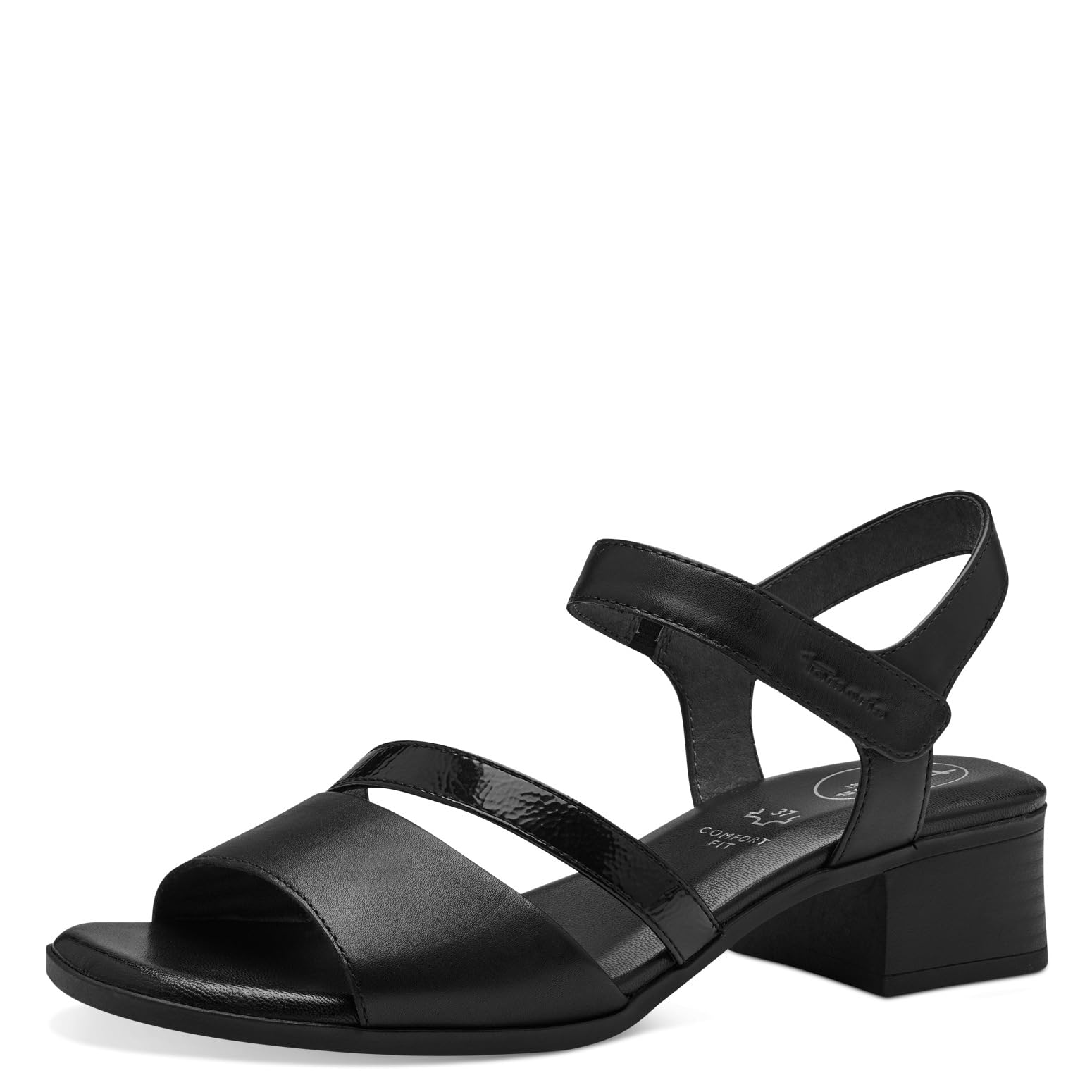 Tamaris Comfort Women’s Sandals with Heel Leather with Velcro, Black, 4 UK