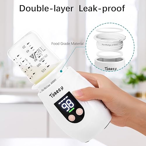 Miniatura 4 de Calentador de biberones portátil para viajar con botella de vidrio, 8 adaptadores, calentador de biberones para leche materna sobre la marcha, doble