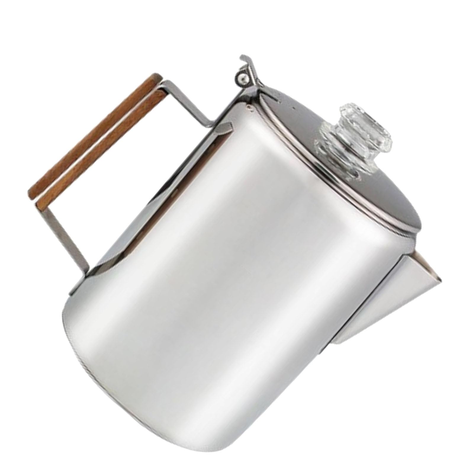 Eléctrica de Acero Inoxidable con Boquilla en V, de Madera y Filtro Fino para Camping, Picnic, Estufa de Gas, Placa de Inducción (9 tazas 1400-2000ML)