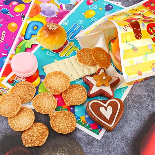60 Pcs Happy Birthday Party Bags, 6.3 * 9.84inch Birthday Goody Sweet Gift Bags Fillers Party Plastic Toy Gift Bags for Kids Boys Girls Birthday Baby Shower Party Supplies Treat Candy(6 color)