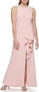Women's Gown Style Stretch Crepe Sleeveless Jewel Neck Dress - Buy now
